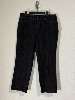 CJ BANKS Black/dark Gray WashDenim Signature Comfort Fit Jeans Size 14W Petite